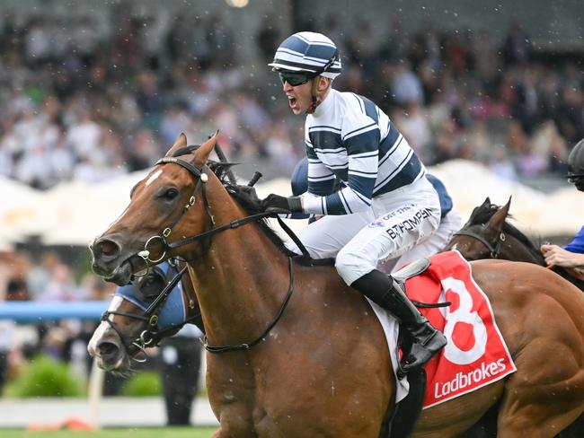 Uncommon James ridden by Ben E Thompson wins the Ladbrokes Oakleigh Plate (Chute, Second WP) at Ladbrokes Park Lakeside Racecourse on February 25, 2023 in Springvale, Australia. (Photo by Morgan Hancock/Racing Photos via Getty Images)