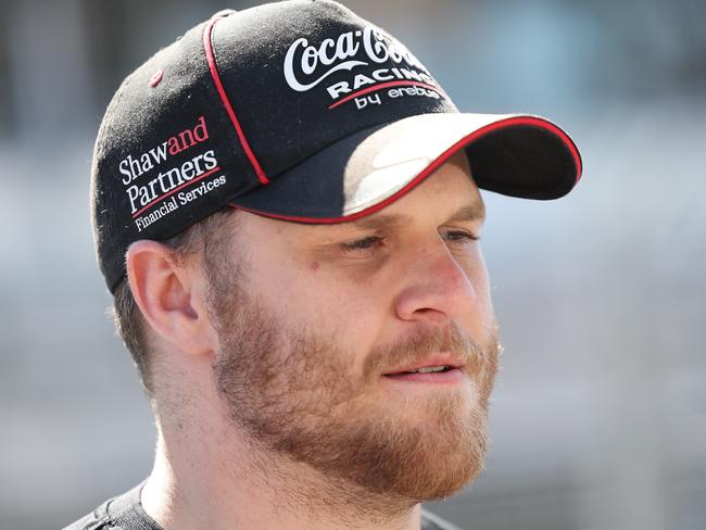 ADELAIDE, AUSTRALIA - NewsWire Photos May 4 2023: Repco Supercars Champion, Brodie Kostecki speaks to the the media on pit straight in the Adelaide Parklands. NCA NewsWire / David Mariuz