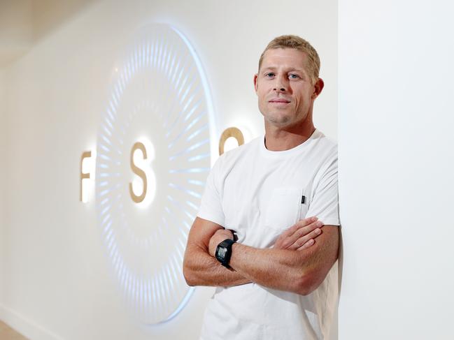 Mick Fanning, pictured at the Manly FS8 studio, is an ambassador for new fitness studio FS8. He will soon open his own outlet in Byron Bay. Picture: Richard Dobson