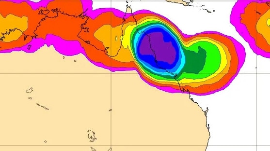 Tropical cyclone activity off northeast Australian coast according to European Centre for Medium-Range Weather Forecasts. Picture: ECMWF