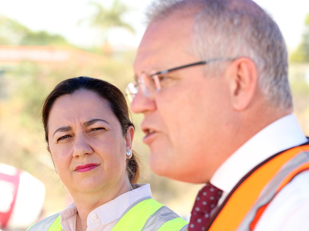 Queensland Premier Annastacia Palaszczuk and Prime Minister Scott Morrison have clashed over vaccine mandates. Picture: Jono Searle/AAP