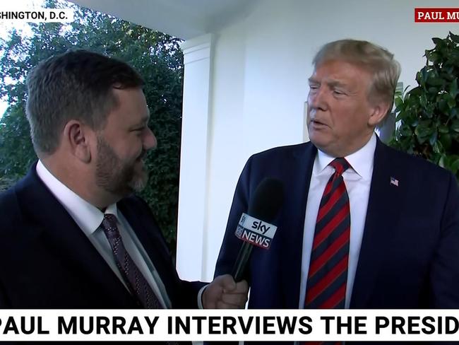 Paul Murray interviews US President Donald Trump in Washington. Picture: Sky News