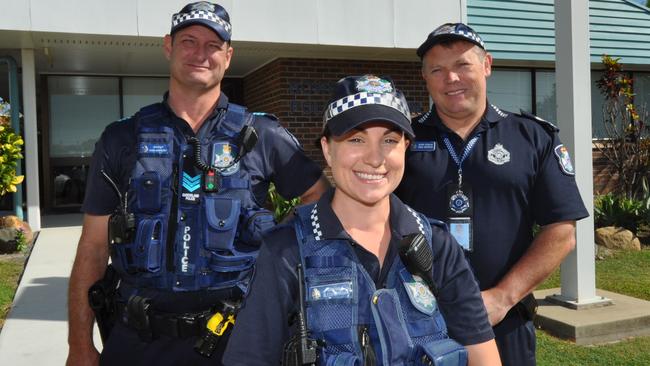 Senior Sergeant Craig Shepherd, right, with Sgt Gregory and Constable Aleisha Hogan in 2016.