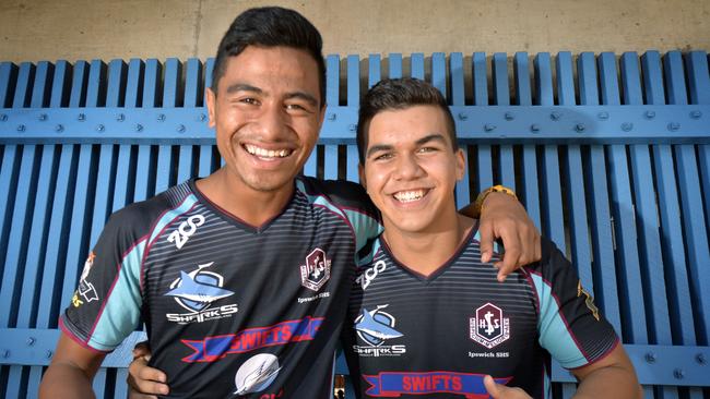 Ronaldo Mulitalo (left) went to Ipswich State High School when he was 14. Photo Inga Williams / The Queensland Times