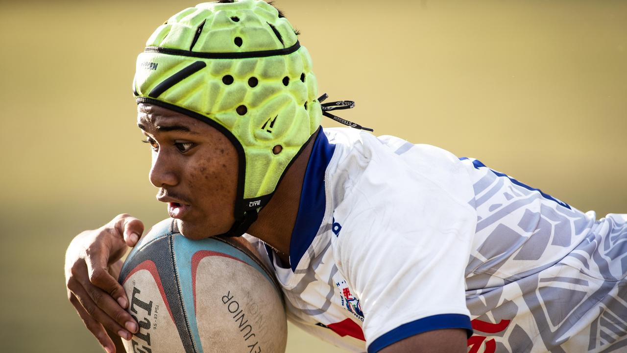 Nathaniel Tolu scoring for Samoa at last year’s event. Pictures: Julian Andrews.