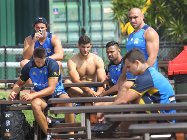 Parramatta Eels at pre-season training on the Central Coast. Picture: Mark Scott