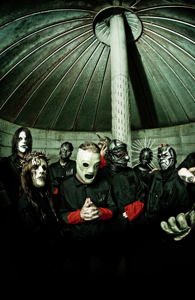 Slipknot’s Chris Taylor says there ‘25-year-old locked in 42-year-old bodies’. Picture; Supplied