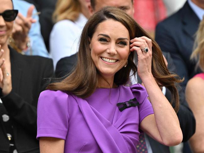 Princess Catherine dazzles the crowds at Wimbledon’s men’s singles final. Meghan Markle caused a royal scandal when she alleged Catherine had drove her to tears. Picture: AFP