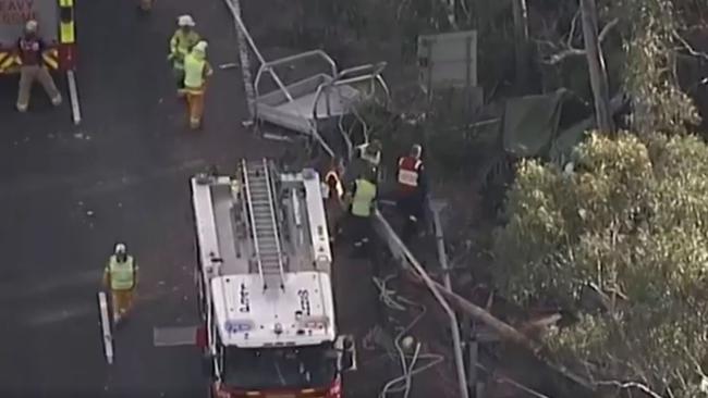 The aftermath of the horror Mt White crash. Pictures: 7 News