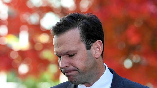 RIGHT: Australian Resources Minister Matt Canavan speaks to the media during a press conference. Picture: LUKAS COCH
