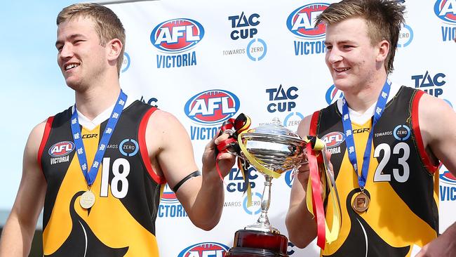 Stingrays premiership co-captains Mitchell Riordan (left) and Campbell Hustwaite.