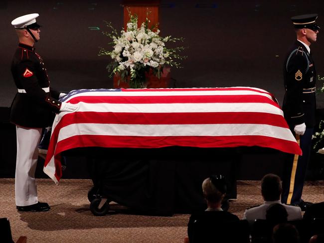 John McCain’s casket. Picture: AFP