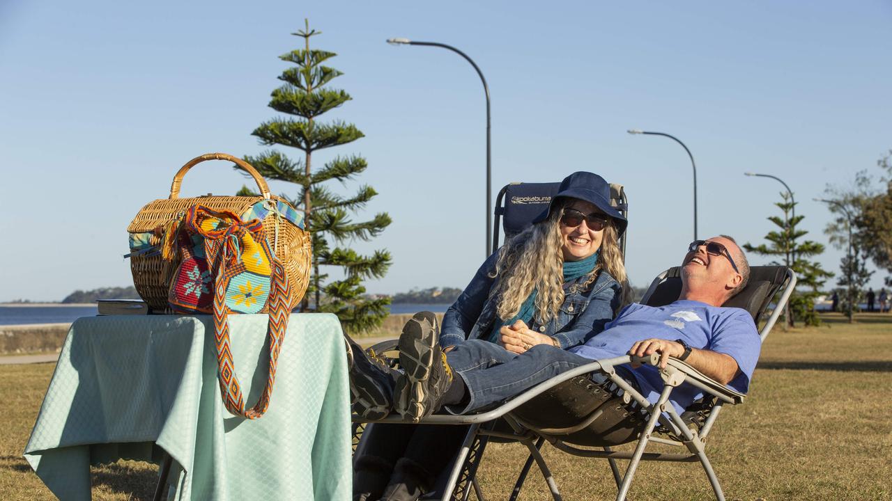 COVID-19 restrictions relaxed. Brighton foreshore. Sandra and Stewart Richardson came from Caboolture for a picnic. 2.05.2020 Picture: Renae Droop