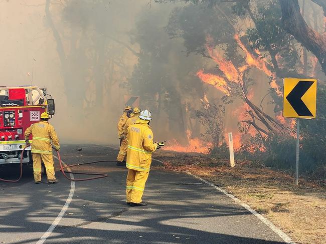 The CFA battling a blaze in The Gurdies. Picture: Trevor Owen