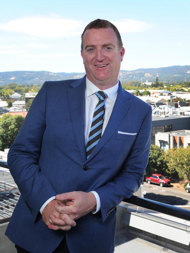 1834 Hotels chief executive Andrew Bullock at the new KT Apartments in Kent Town. Picture: Michael Marschall