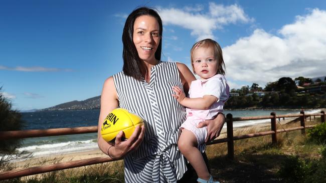 New AFL Tasmania CEO Trisha Squires with daughter Holly, 14 months. Picture: Nikki Davis-Jones