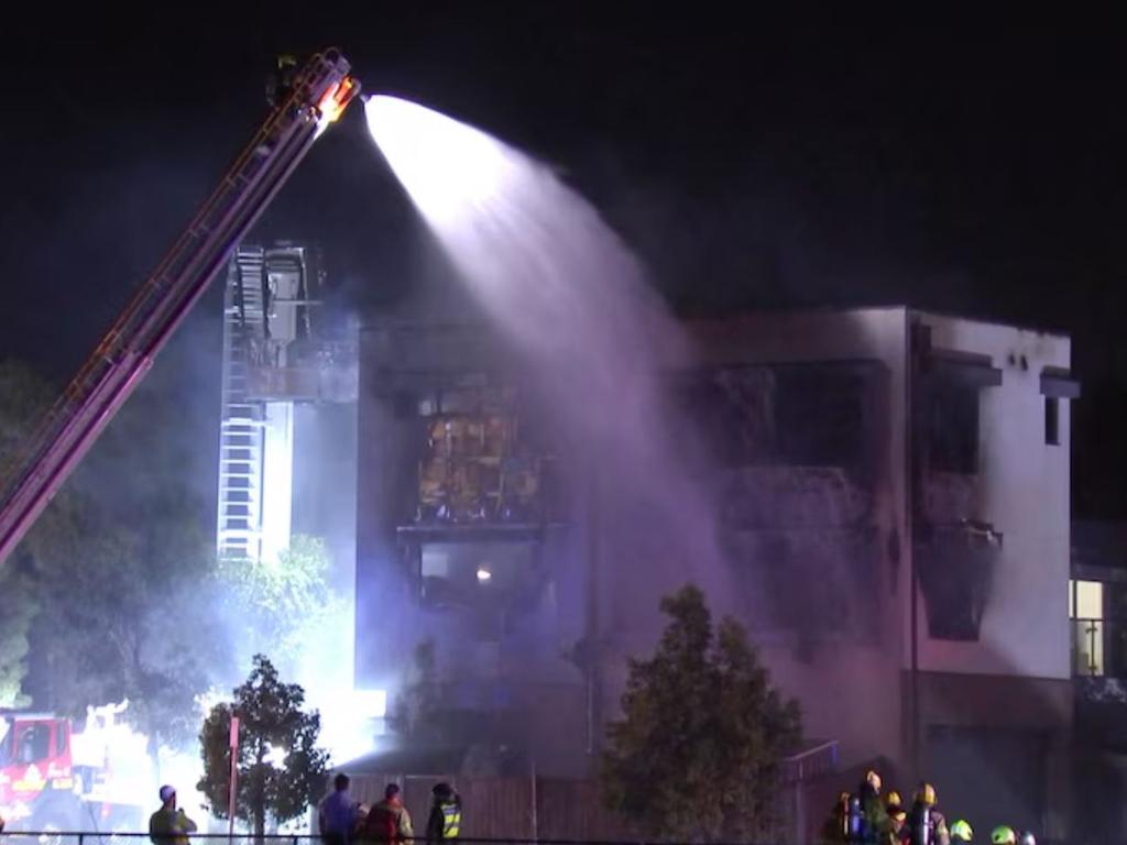 Firefighters rushed to a three-storey townhouse on Dover St in Truganina about 2.14am to find it engulfed in flame. Picture: ABC News