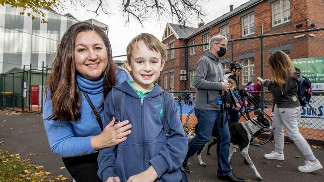 Marianthe Hargreaves, said son Sebastian, 8, was feeling a lot more relaxed about remote learning. Picture: Tim Carrafa