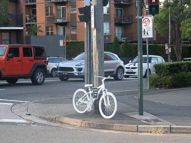 Andrew McArthur was killed on his bicycle at Moore Park road and now a ghostbike serves as his memorial.