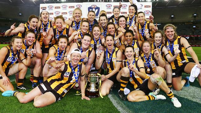 Hawthorn celebrates its grand final win last year Picture: Michael Dodge (Getty Images)