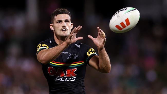 Nathan Cleary played through an ankle injury, after hobbling off the field right before halftime. Picture: Getty Images.