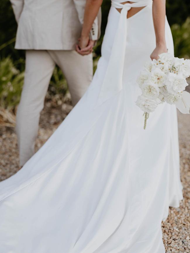 Cassie Boak’s flowers were from Adelaide florist La Jardin. Picture: Captured by Georgie