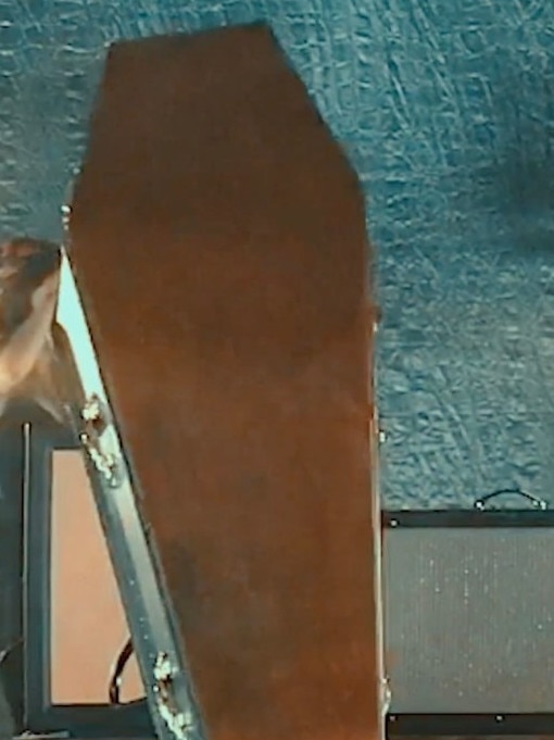 The coffin scooted on stage after his 20-track set. Picture: x.com/IggyPop