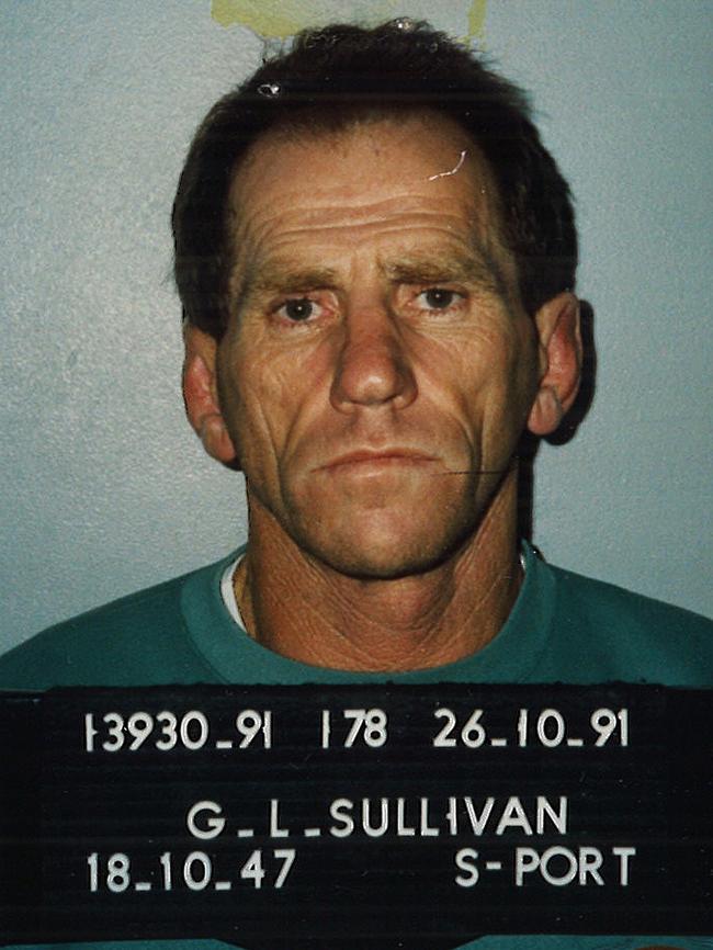 The mug shot of bank robber Garry Sullivan, who was once Australia’s most wanted man - and a Kangaroos representative.