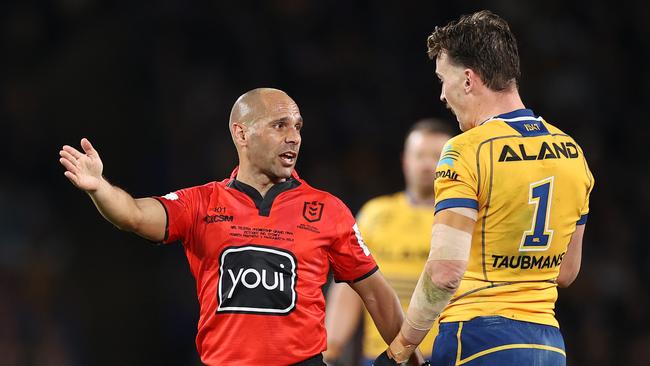 Ashley Klein refereed last year’s grand final but could miss out on the role after a couple of crucial mistakes. Picture; Cameron Spencer/Getty Images