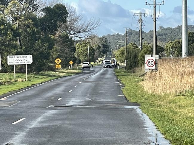 Vehicles at the scene of the incident on Sunday afternoon. Picture: Jack Colantuono