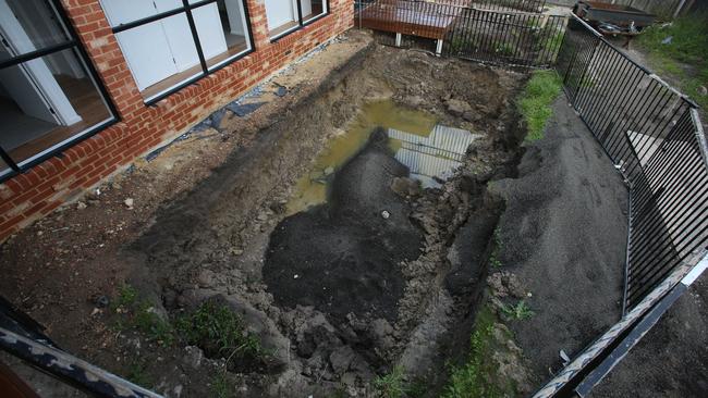 Dana Lunn and her family have spent more than $40,000 on a pool, but have been left with a hole in the ground. Picture: Alan Barber