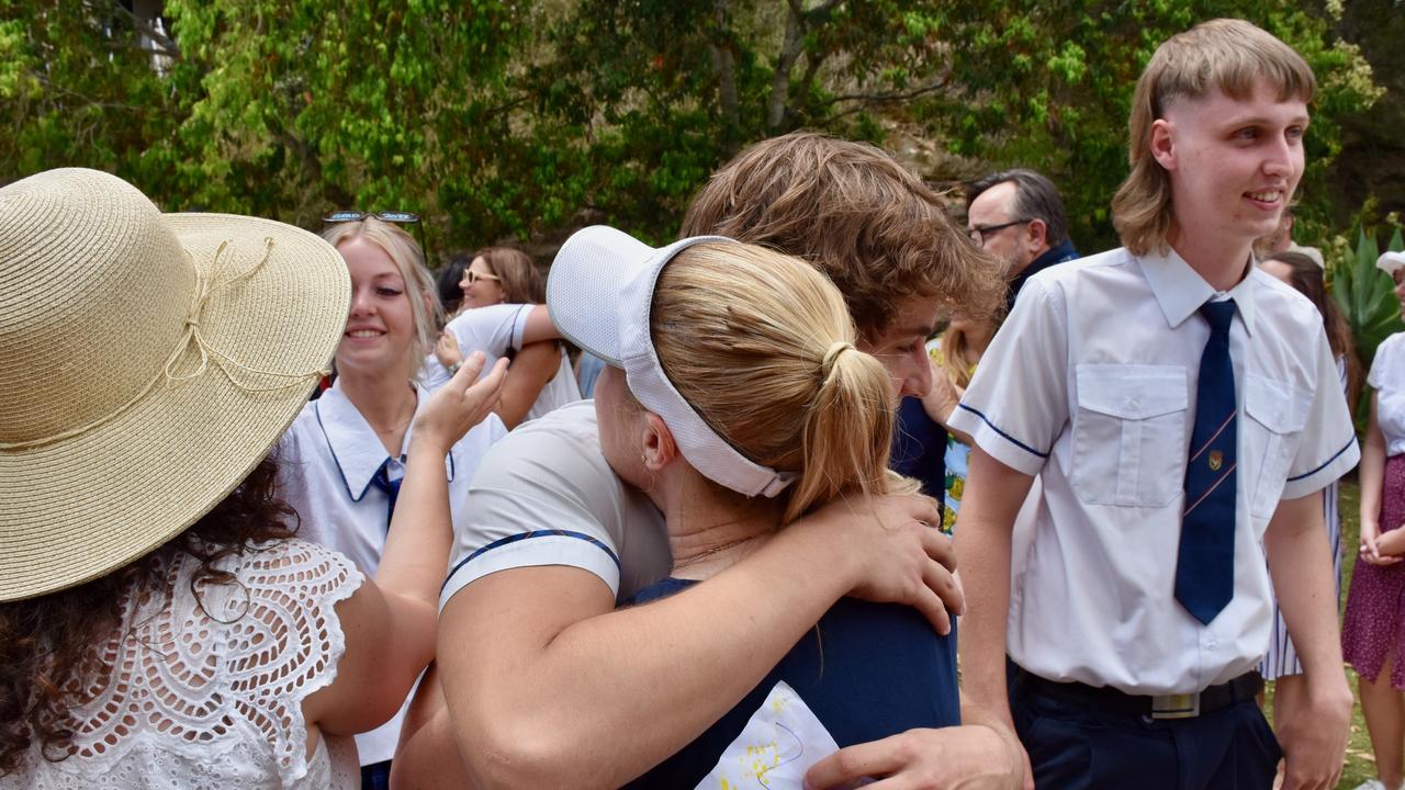 Suncoast Christian College farewells Year 12 students with a guard of honour across the campus.