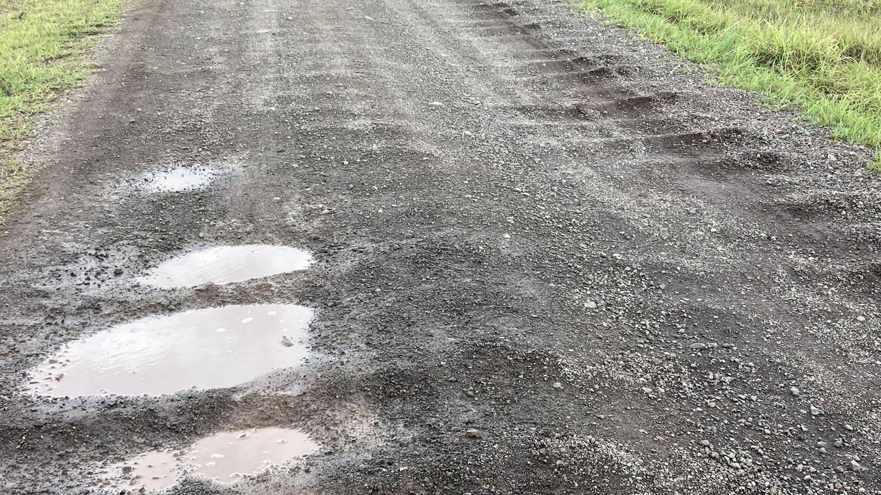 Lobwein Rd has been rendered a corrugated and pothole riddled mess, with the intersection of it and Glory Rd described by one resident as a “slop hole”.