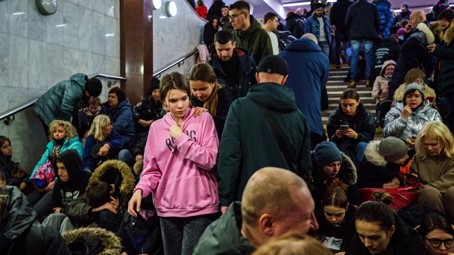 Hundreds of people in Ukraine have sought shelter in underground metro stations as the Russian invasion continues. Picture: Marcus Yam/ LA Times