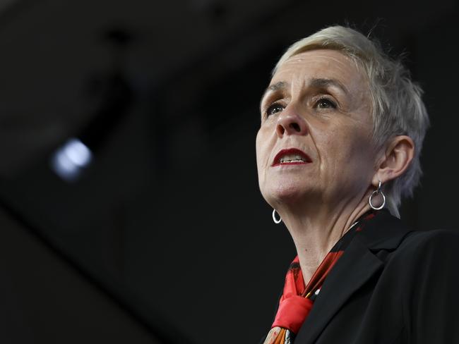 CANBERRA, Australia - NewsWire Photos - August 21, 2024: Micaela Cronin, Domestic, Family and Sexual Violence Commissioner, addresses the National Press Club of Australia in Canberra on "Inaugural Yearly Report to Parliament on the Progress of the National Plan to End Violence against Women and Children 2022-2032": NewsWire / Martin Ollman