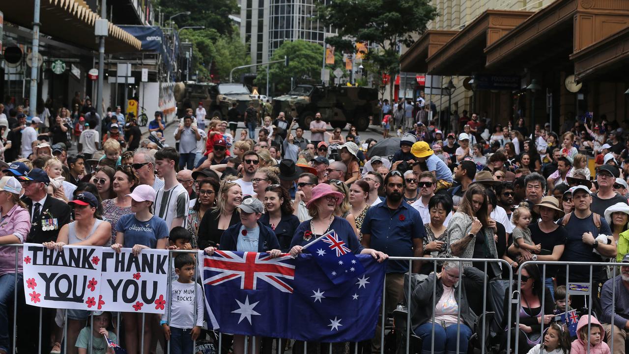 The Brisbane City Anzac Day march in 2023. Picture: NCA NewsWire / Glenn Campbell