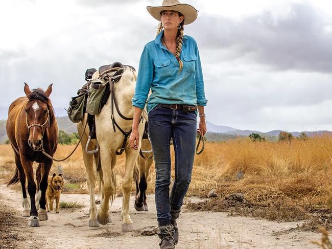 Alienor le Gouvello has documented her journey on Australia’s 5330km Bicentennial National Trail in her new book, Wild at Heart Australia. Pictured with her three rescued brumbies. Pic credit: Cat Vinton