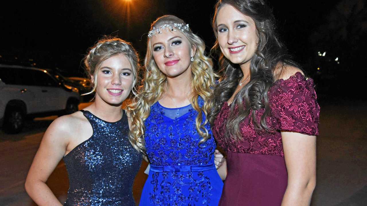 Michaela Bates, Emma Henningsen and Juliette Acutt at the St John's year 12 formal. Picture: Alexia Austin