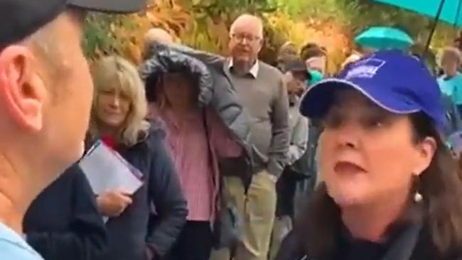 Simon Holmes a Court has been filmed repeatedly ignoring requests to leave Liberal Senator Jane Hume alone at a Melbourne pre-poll.