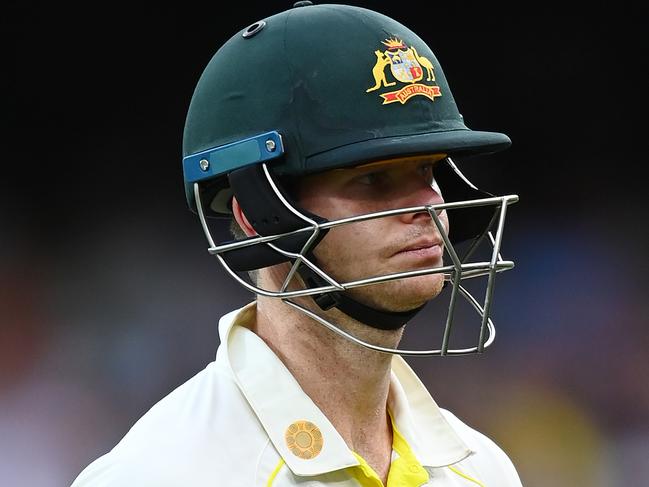 ADELAIDE, AUSTRALIA - DECEMBER 17: Steve Smith of Australia walks off the field after being dismissed by James Anderson of England for 93 runs during day two of the Second Test match in the Ashes series between Australia and England at the Adelaide Oval on December 17, 2021 in Adelaide, Australia. (Photo by Quinn Rooney/Getty Images)