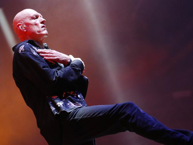 Peter Garrett out front of Midnight Oil last night. Picture: Lachie Millard