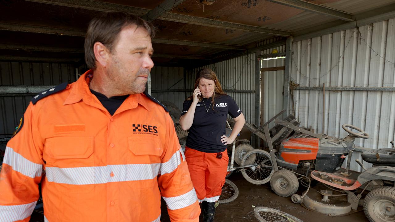 Coraki locals and SES volunteers Daniel Clark and Nancy Grimmare have been co-ordinating the recovery efforts all week despite losing all the belongings in their own home after flood waters inundated their house and shed. Picture: Toby Zerna