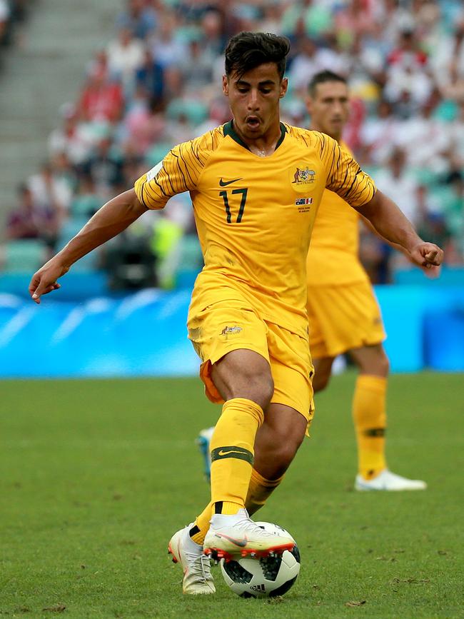 Socceroo Daniel Arzani in action during the 2018 World Cup in Russia. Picture: Toby Zerna