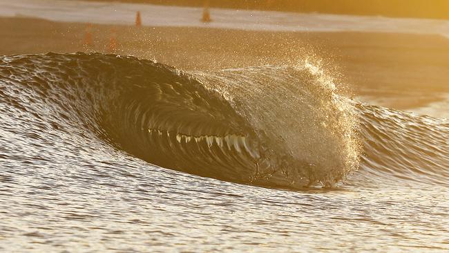 Australia’s first demo wave pool at Yeppoon has a series of multiple peaks creating 40 waves per minute. Photo supplied