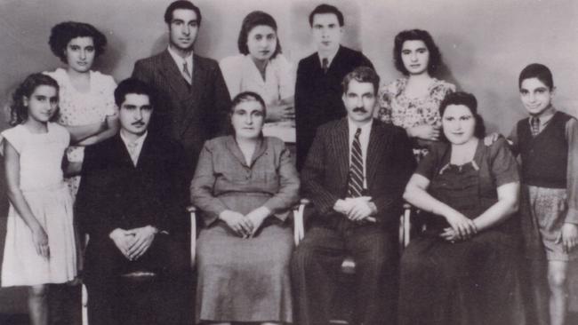 A photo of George Calombaris's family, as it appears on the front cover of the menu at his Hellenic Republic restaurant.