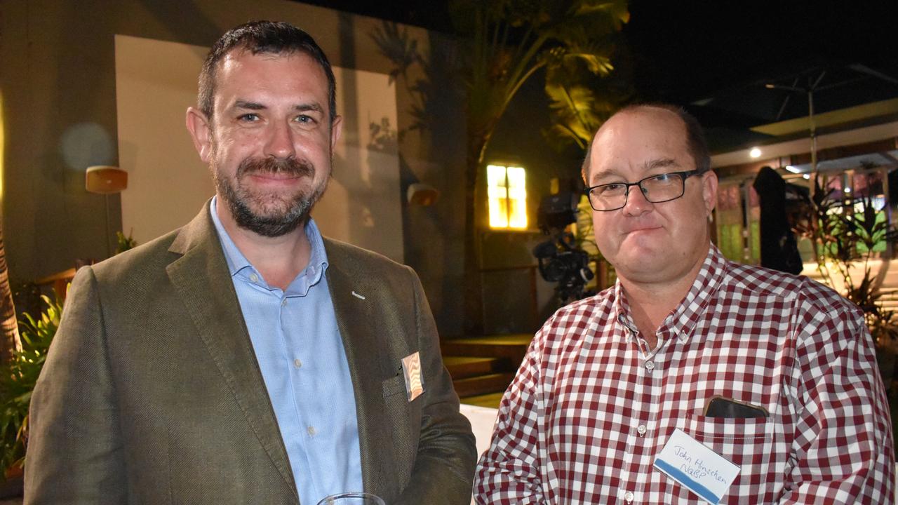 NQBP's General Manager of Infrastructure and Land Operations Tim Lewis and Principal Asset Manager John Hinschen at the Reconciliation in Action event at Grand View Hotel, Bowen. Picture: Kirra Grimes.