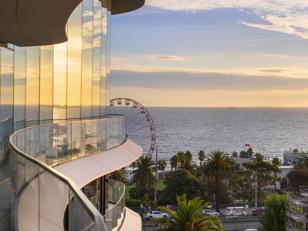 The views from the penthouse look straight out to the St Kilda foreshore.