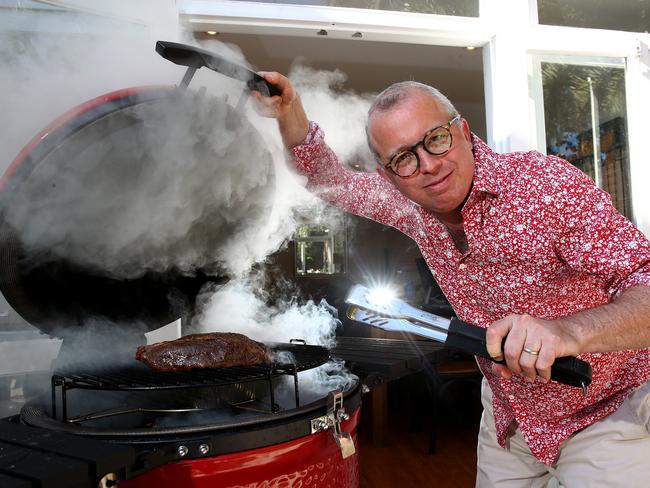 Daily Telegraph columnist James Morrow has taken up the hobby of smoking meats during his time in isolation due to the coronavirus. Picture: Toby Zerna