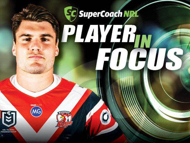 Angus Crichton suits up for the Roosters this year.