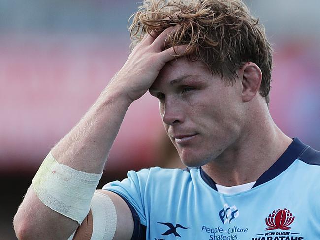 Changing of the guard: Michael Hooper stood alongside 12 other Waratahs in Michael Cheika’s 31-man World Cup squad.